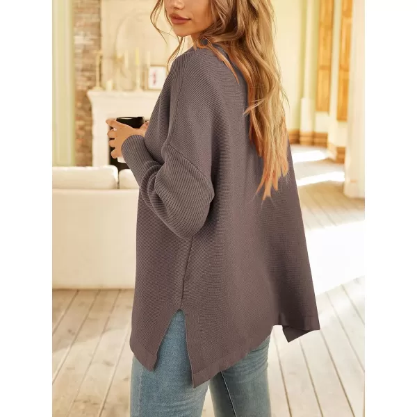 LILLUSORY Women's Mock Turtleneck Sweater Long Batwing Sleeve Split Hem Casual Oversized Knit Pullover Tunic Tops