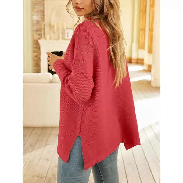 LILLUSORY Women's Mock Turtleneck Sweater Long Batwing Sleeve Split Hem Casual Oversized Knit Pullover Tunic Tops