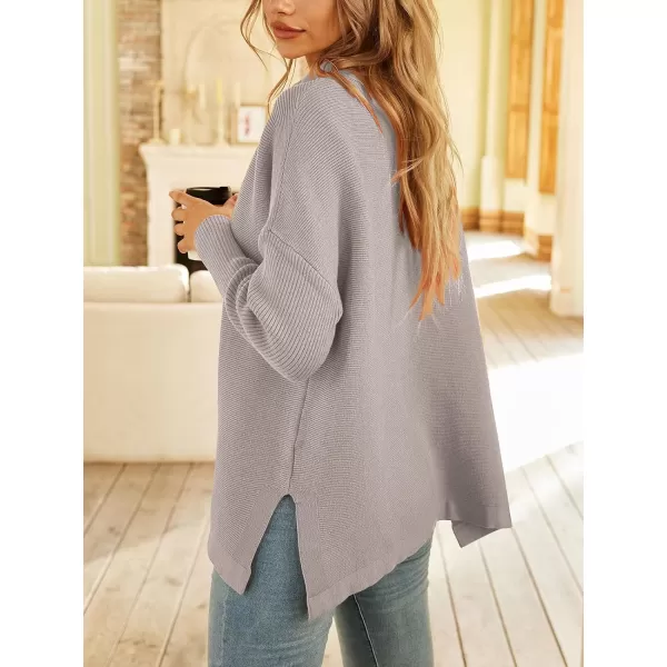LILLUSORY Women's Mock Turtleneck Sweater Long Batwing Sleeve Split Hem Casual Oversized Knit Pullover Tunic Tops
