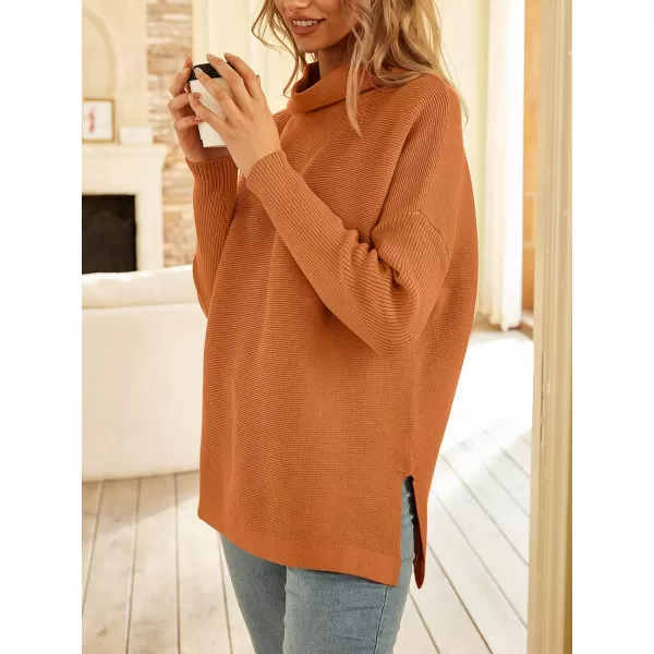 LILLUSORY Women's Mock Turtleneck Sweater Long Batwing Sleeve Split Hem Casual Oversized Knit Pullover Tunic Tops