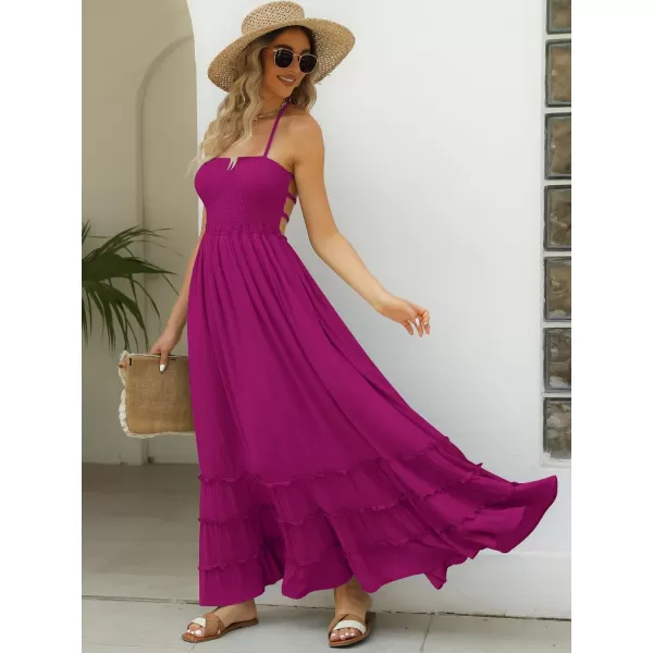 LILLUSORY Women's Smocked Maxi Dresses Summer 2023 Sexy Flowy Beach Long Backless Slip Dress