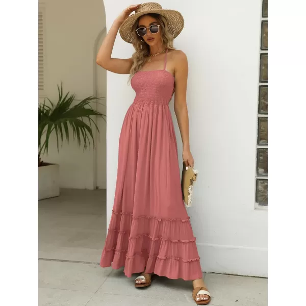 LILLUSORY Women's Smocked Maxi Dresses Summer 2023 Sexy Flowy Beach Long Backless Slip Dress