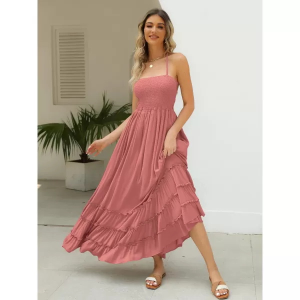 LILLUSORY Women's Smocked Maxi Dresses Summer 2023 Sexy Flowy Beach Long Backless Slip Dress