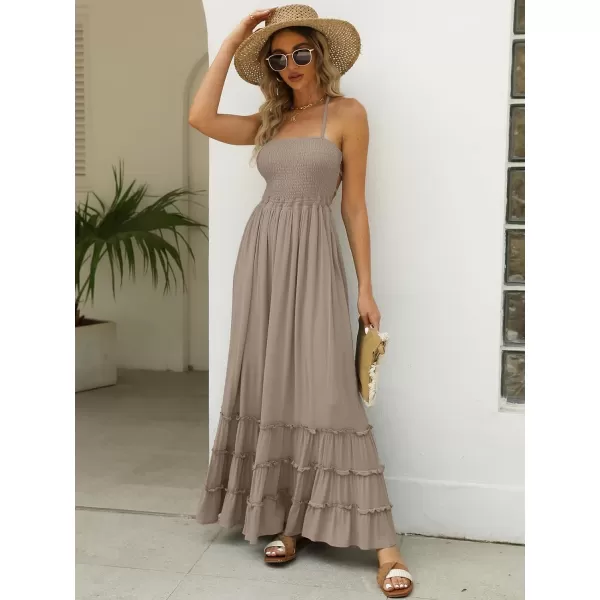 LILLUSORY Women's Smocked Maxi Dresses Summer 2023 Sexy Flowy Beach Long Backless Slip Dress