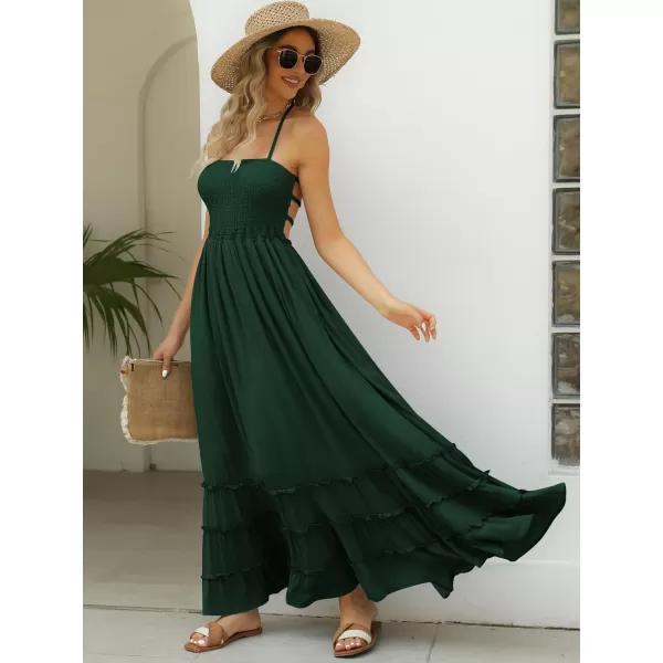 LILLUSORY Women's Smocked Maxi Dresses Summer 2023 Sexy Flowy Beach Long Backless Slip Dress