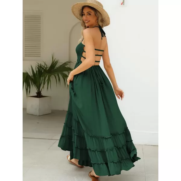 LILLUSORY Women's Smocked Maxi Dresses Summer 2023 Sexy Flowy Beach Long Backless Slip Dress
