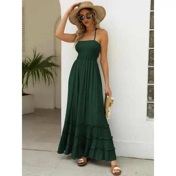 LILLUSORY Women's Smocked Maxi Dresses Summer 2023 Sexy Flowy Beach Long Backless Slip Dress