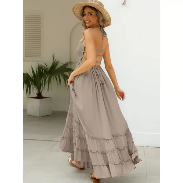 LILLUSORY Women's Smocked Maxi Dresses Summer 2023 Sexy Flowy Beach Long Backless Slip Dress