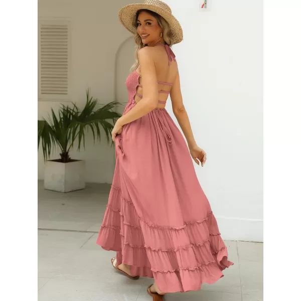 LILLUSORY Women's Smocked Maxi Dresses Summer 2023 Sexy Flowy Beach Long Backless Slip Dress