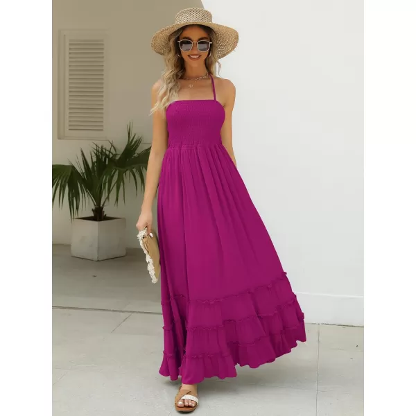 LILLUSORY Women's Smocked Maxi Dresses Summer 2023 Sexy Flowy Beach Long Backless Slip Dress