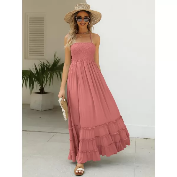 LILLUSORY Women's Smocked Maxi Dresses Summer 2023 Sexy Flowy Beach Long Backless Slip Dress