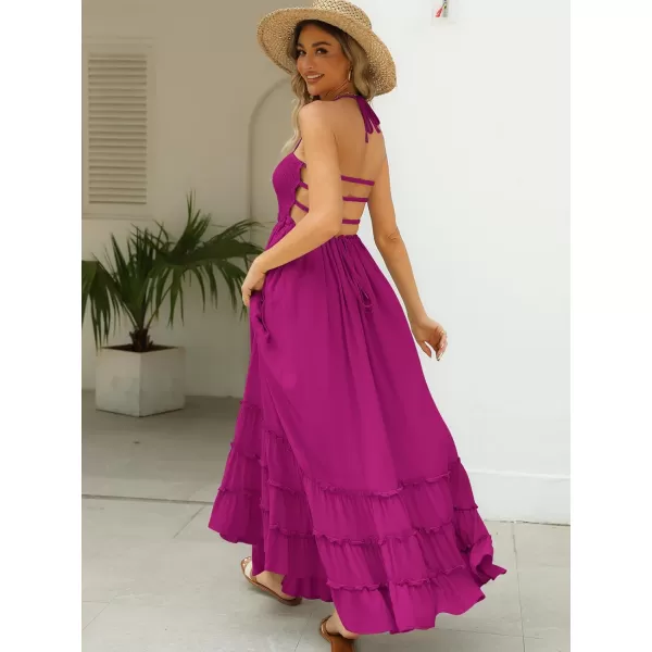 LILLUSORY Women's Smocked Maxi Dresses Summer 2023 Sexy Flowy Beach Long Backless Slip Dress