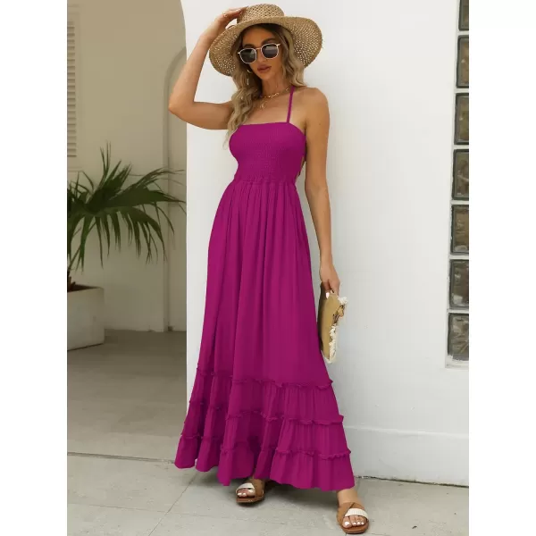 LILLUSORY Women's Smocked Maxi Dresses Summer 2023 Sexy Flowy Beach Long Backless Slip Dress