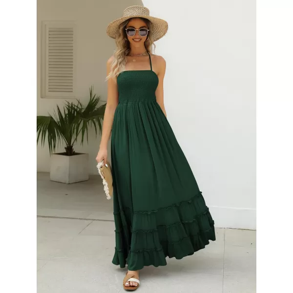 LILLUSORY Women's Smocked Maxi Dresses Summer 2023 Sexy Flowy Beach Long Backless Slip Dress