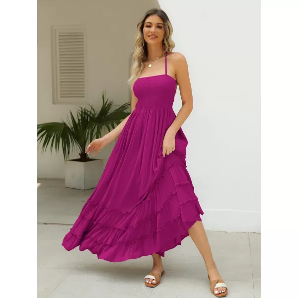 LILLUSORY Women's Smocked Maxi Dresses Summer 2023 Sexy Flowy Beach Long Backless Slip Dress
