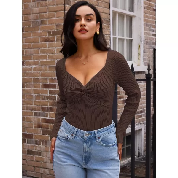 LILLUSORY Women's Sweater Sexy Twist Knot Top Ribbed Knit Long Sleeve Y2k Pullover Sweater Tops
