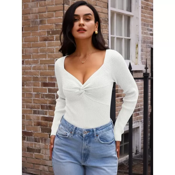 LILLUSORY Women's Sweater Sexy Twist Knot Top Ribbed Knit Long Sleeve Y2k Pullover Sweater Tops