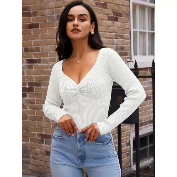 LILLUSORY Women's Sweater Sexy Twist Knot Top Ribbed Knit Long Sleeve Y2k Pullover Sweater Tops