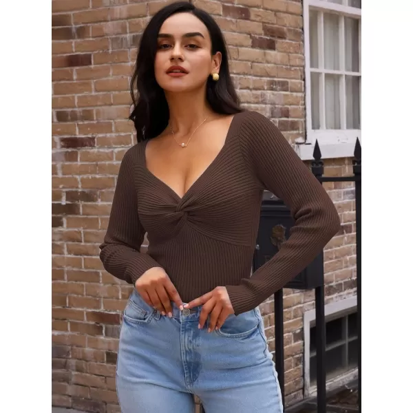 LILLUSORY Women's Sweater Sexy Twist Knot Top Ribbed Knit Long Sleeve Y2k Pullover Sweater Tops
