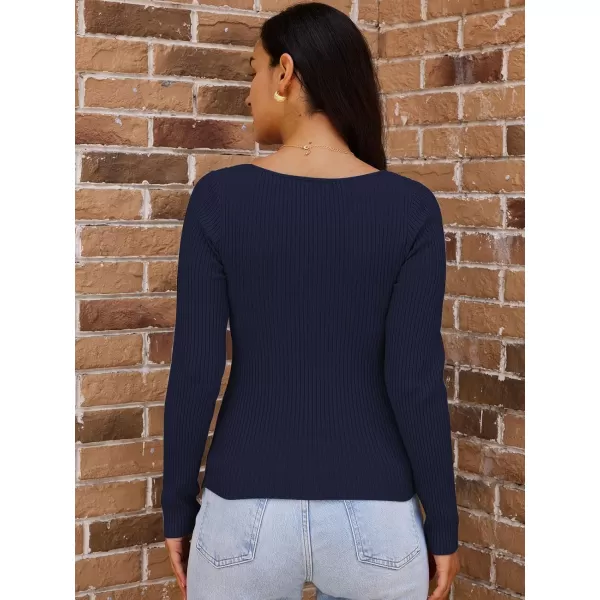 LILLUSORY Women's Sweater Sexy Twist Knot Top Ribbed Knit Long Sleeve Y2k Pullover Sweater Tops