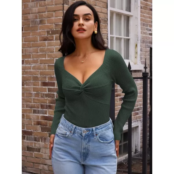 LILLUSORY Women's Sweater Sexy Twist Knot Top Ribbed Knit Long Sleeve Y2k Pullover Sweater Tops