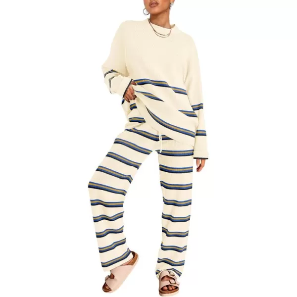LILLUSORY 2 Piece Outfits for Women 2024 Oversized Striped Sweaters Sets Cozy Knit Sets