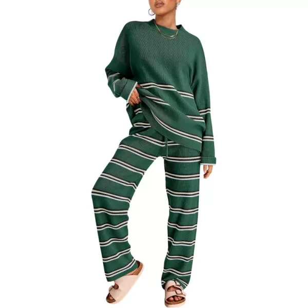 LILLUSORY 2 Piece Outfits for Women 2024 Oversized Striped Sweaters Sets Cozy Knit Sets