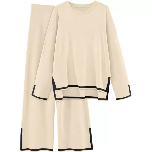 LILLUSORY 2 Piece Outfits for Women Fall Long Sleeve Sweater Set Top Sweat Suits 2023 Knit Pullover Lounge Sets