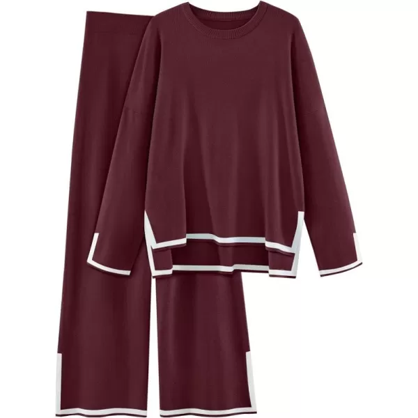 LILLUSORY 2 Piece Outfits for Women Fall Long Sleeve Sweater Set Top Sweat Suits 2023 Knit Pullover Lounge Sets