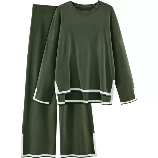 LILLUSORY 2 Piece Outfits for Women Fall Long Sleeve Sweater Set Top Sweat Suits 2023 Knit Pullover Lounge Sets