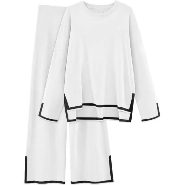 LILLUSORY 2 Piece Outfits for Women Fall Long Sleeve Sweater Set Top Sweat Suits 2023 Knit Pullover Lounge Sets