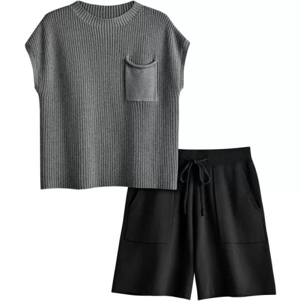 LILLUSORY Two 2 Piece Knit Matching Sets Women's Summer Set With Pockets