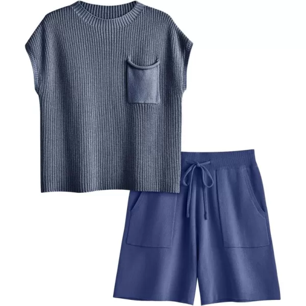 LILLUSORY Two 2 Piece Knit Matching Sets Women's Summer Set With Pockets