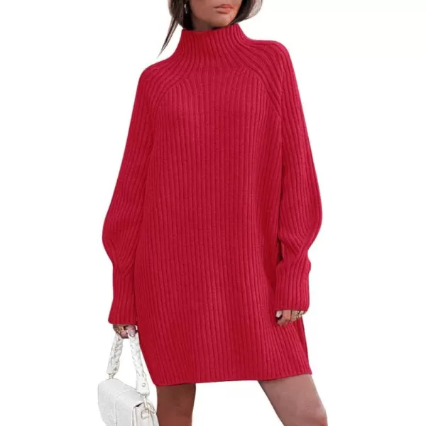 LILLUSORY Women's Mock Neck Sweater Dress Long Lantern Sleeve Oversized 2023 Winter Casual Ribbed Knit Tunic Sweater