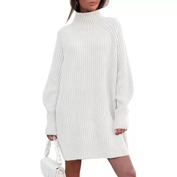LILLUSORY Women's Mock Neck Sweater Dress Long Lantern Sleeve Oversized 2023 Winter Casual Ribbed Knit Tunic Sweater