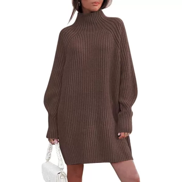 LILLUSORY Women's Mock Neck Sweater Dress Long Lantern Sleeve Oversized 2023 Winter Casual Ribbed Knit Tunic Sweater