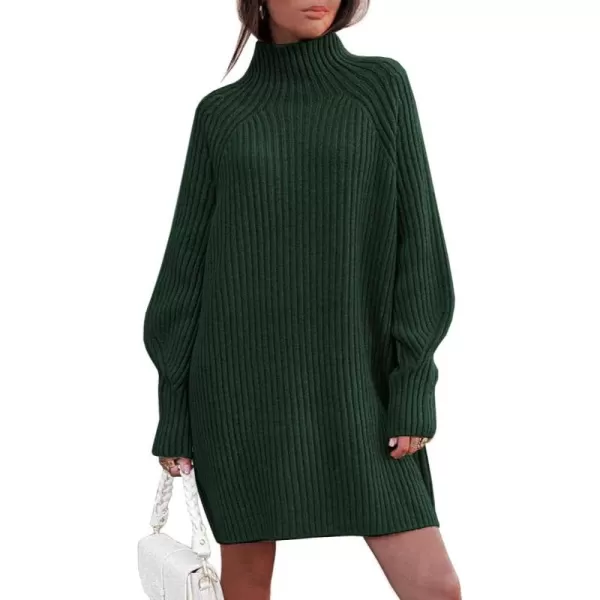 LILLUSORY Women's Mock Neck Sweater Dress Long Lantern Sleeve Oversized 2023 Winter Casual Ribbed Knit Tunic Sweater
