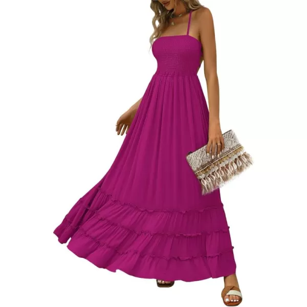 LILLUSORY Women's Smocked Maxi Dresses Summer 2023 Sexy Flowy Beach Long Backless Slip Dress