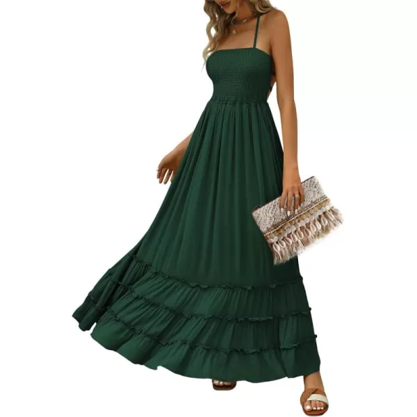 LILLUSORY Women's Smocked Maxi Dresses Summer 2023 Sexy Flowy Beach Long Backless Slip Dress