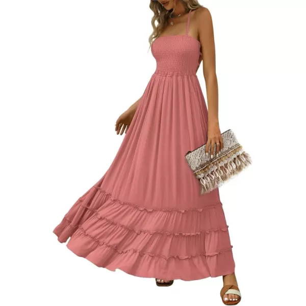 LILLUSORY Women's Smocked Maxi Dresses Summer 2023 Sexy Flowy Beach Long Backless Slip Dress
