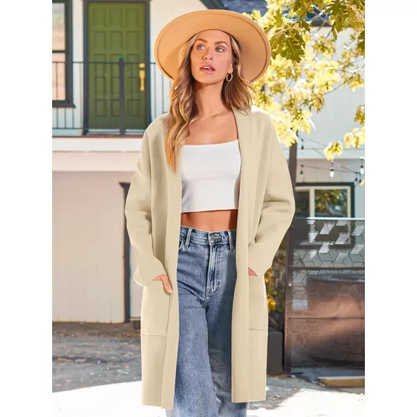 LILLUSORY Womens Oversized Long Cardigan Sweaters 2023 Fall Trendy Coatigan Lightweight Jackets Knit Winter CoatBeige