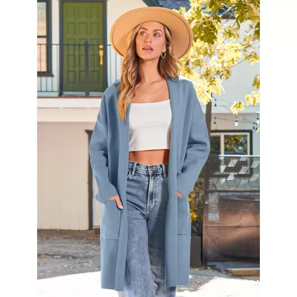 LILLUSORY Womens Oversized Long Cardigan Sweaters 2023 Fall Trendy Coatigan Lightweight Jackets Knit Winter CoatBlue