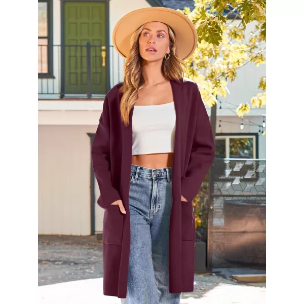 LILLUSORY Womens Oversized Long Cardigan Sweaters 2023 Fall Trendy Coatigan Lightweight Jackets Knit Winter CoatWinered