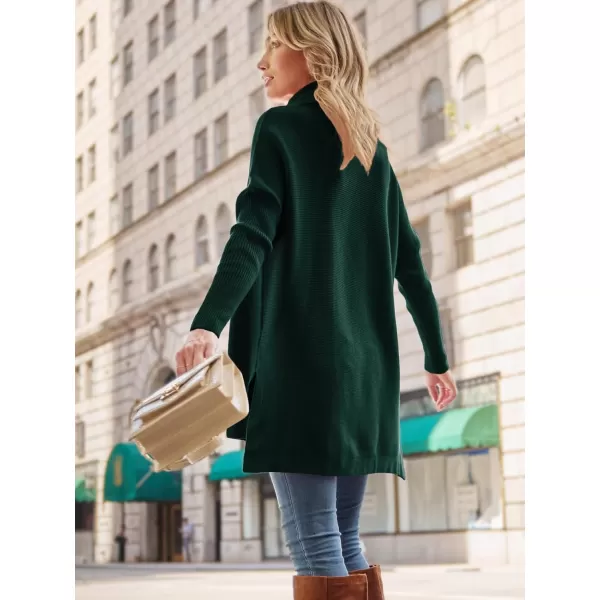 LILLUSORY Womens Turtleneck Oversized Sweaters 2023 Fall Long Batwing Sleeve Spilt Hem Tunic Pullover Sweater Knit TopsForest Green