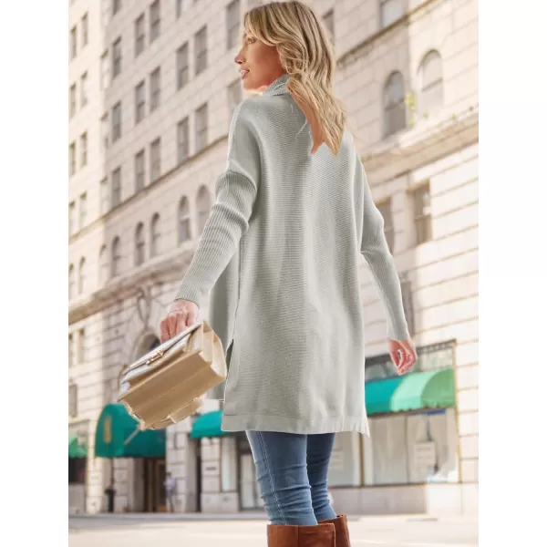 LILLUSORY Womens Turtleneck Oversized Sweaters 2023 Fall Long Batwing Sleeve Spilt Hem Tunic Pullover Sweater Knit TopsSilver