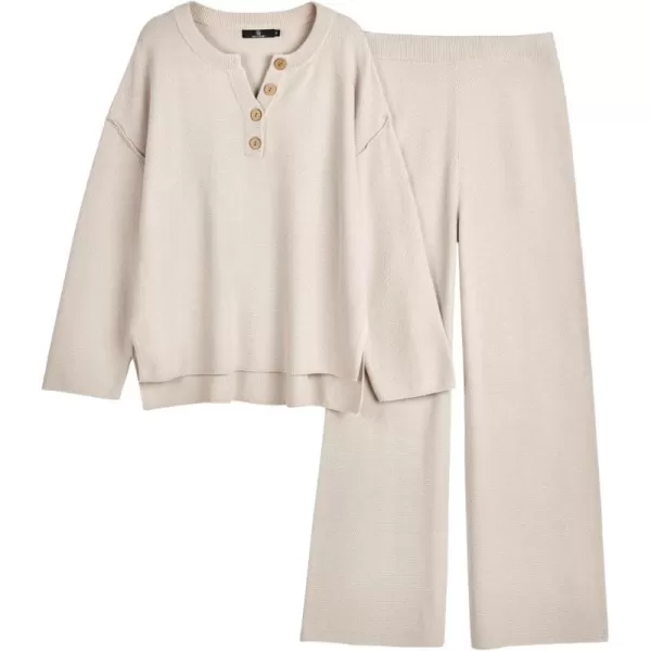 LILLUSORY Womens 2 Piece Lounge Sets Oversized Slouchy Matching Sets Cozy Knit SetsApricot