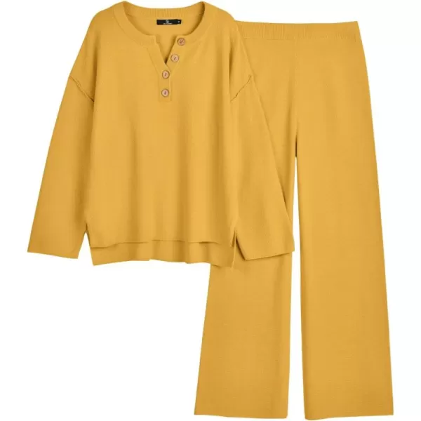 LILLUSORY Womens 2 Piece Lounge Sets Oversized Slouchy Matching Sets Cozy Knit SetsBright Yellow