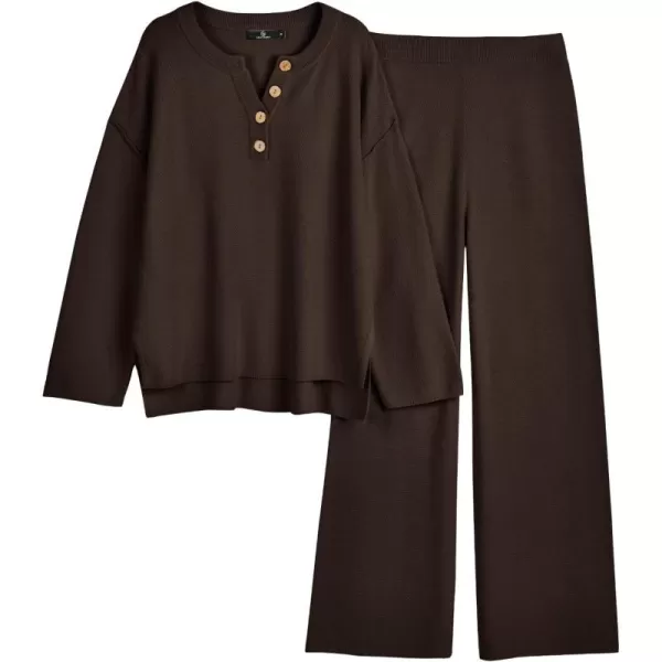 LILLUSORY Womens 2 Piece Lounge Sets Oversized Slouchy Matching Sets Cozy Knit SetsDark Coffee