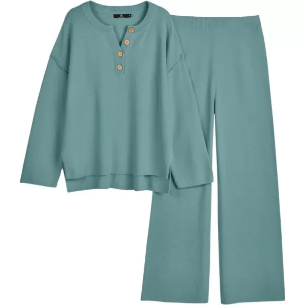 LILLUSORY Womens 2 Piece Lounge Sets Oversized Slouchy Matching Sets Cozy Knit SetsLake Blue