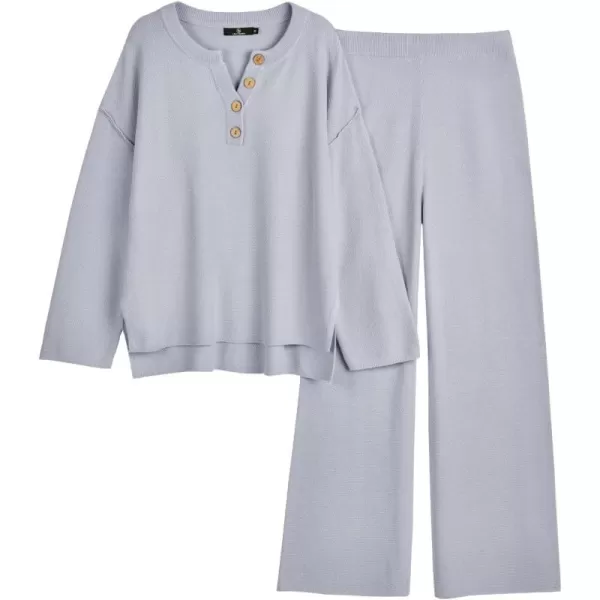 LILLUSORY Womens 2 Piece Lounge Sets Oversized Slouchy Matching Sets Cozy Knit SetsLight Grey